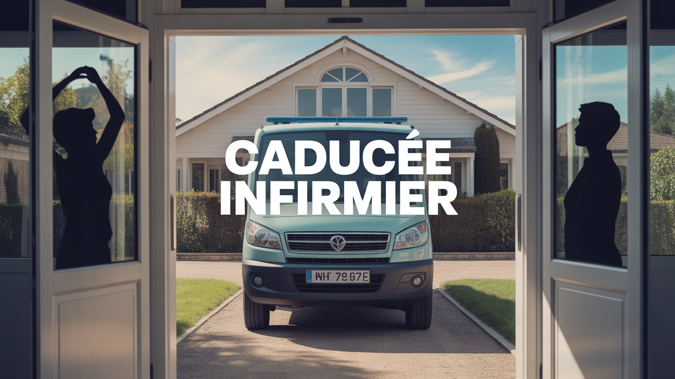 caducée infirmier posé sur pare-brise véhicule de soignant