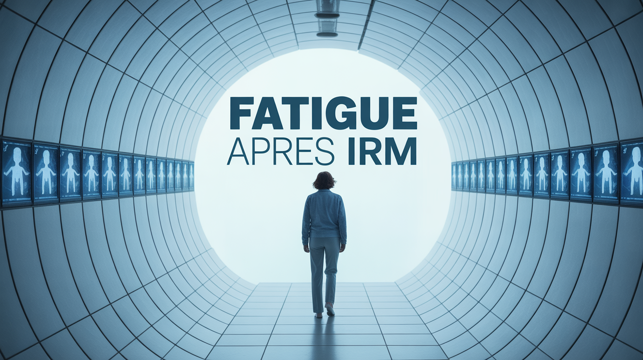 Personne fatiguée sortant d'un tunnel IRM, schéma repos