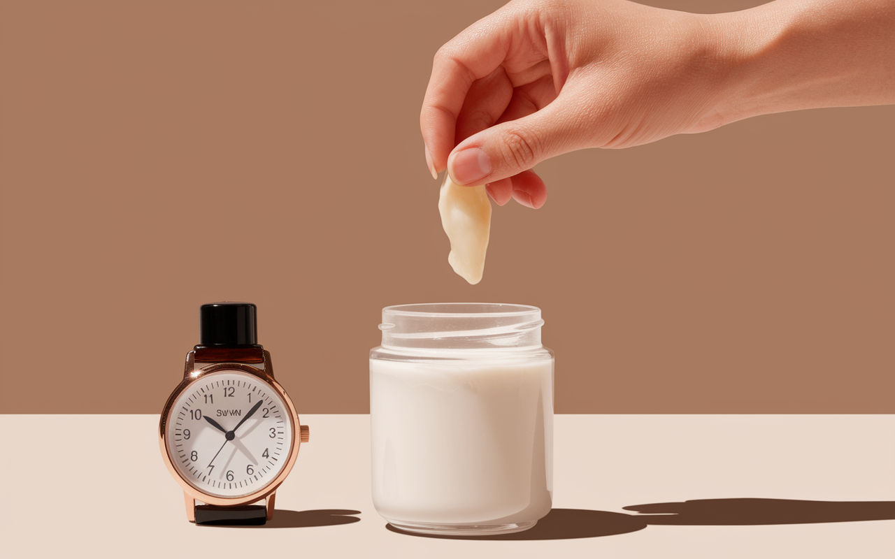 Main ramassant fragment dent cassée et récipient lait