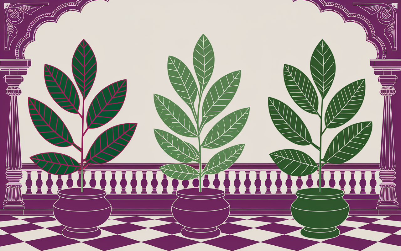 Trois types tulsi variété basilic sacré