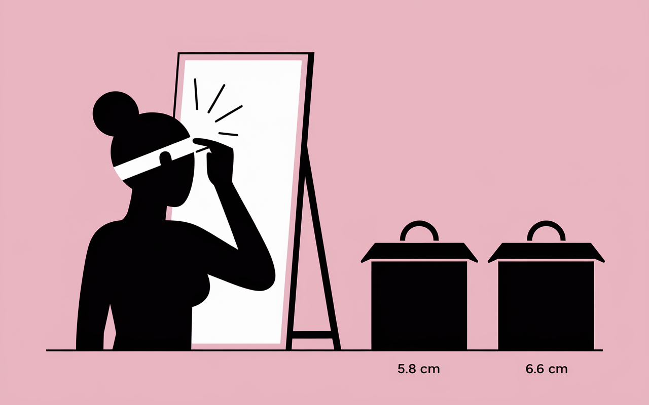 Pose bandelette nasale devant miroir tailles 5.8 6.6 cm