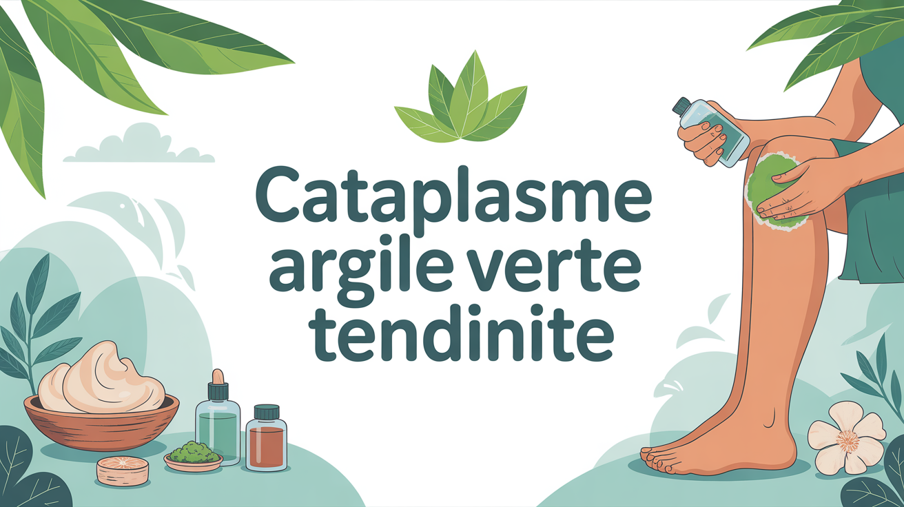 Personne applique cataplasme argile verte sur coude scene naturelle