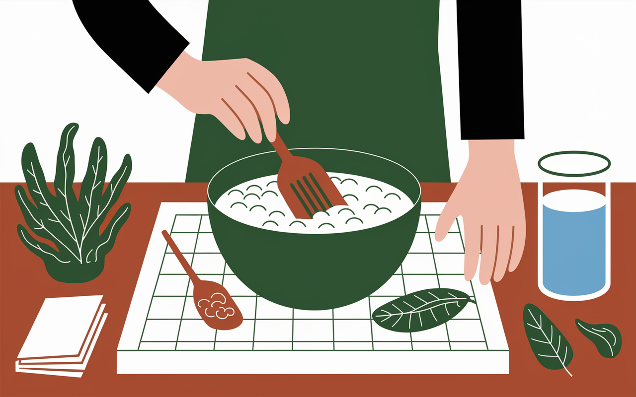 Préparer cataplasme argile verte tendinite bol spatule coude