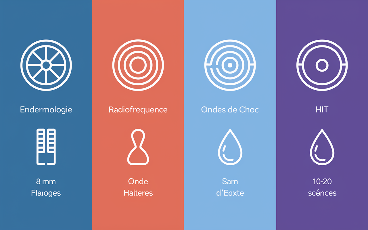 Infographie méthodes élimination cellulite endermologie radiofréquence HIIT