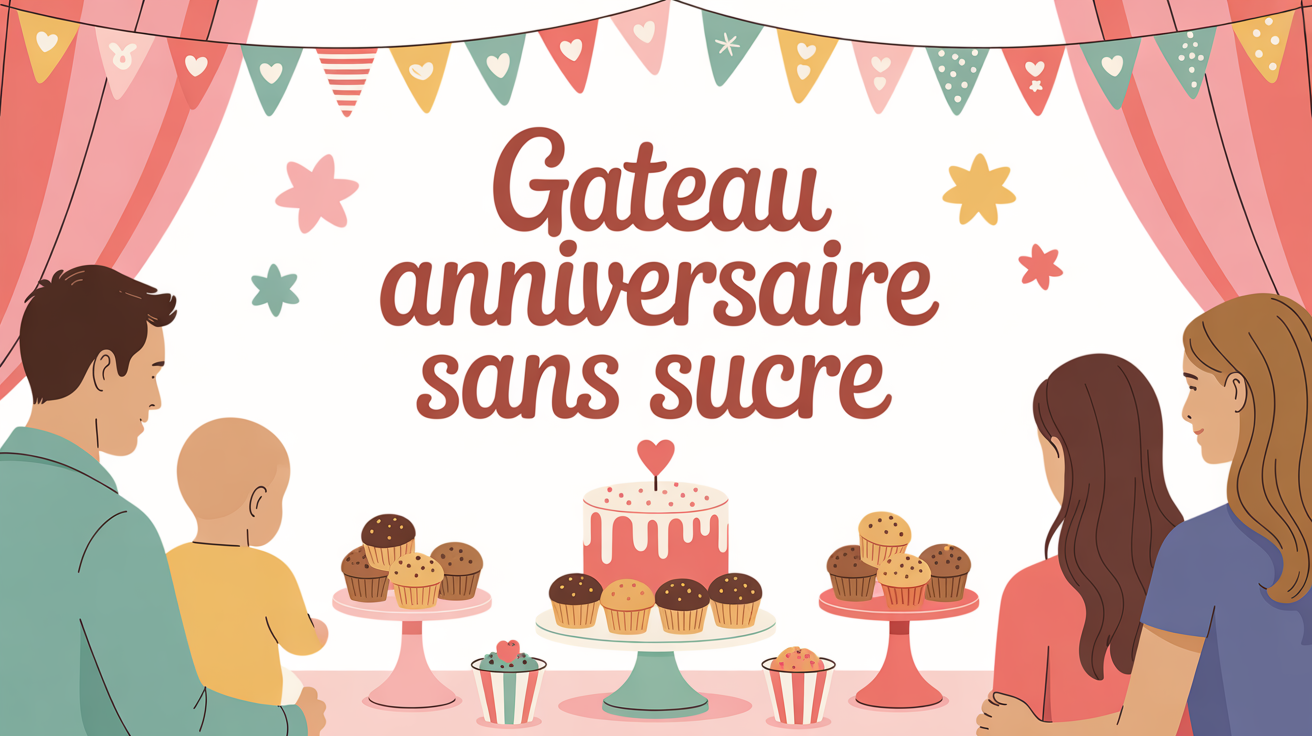 gateau anniversaire sans sucre pour bebe, table festive et familiale