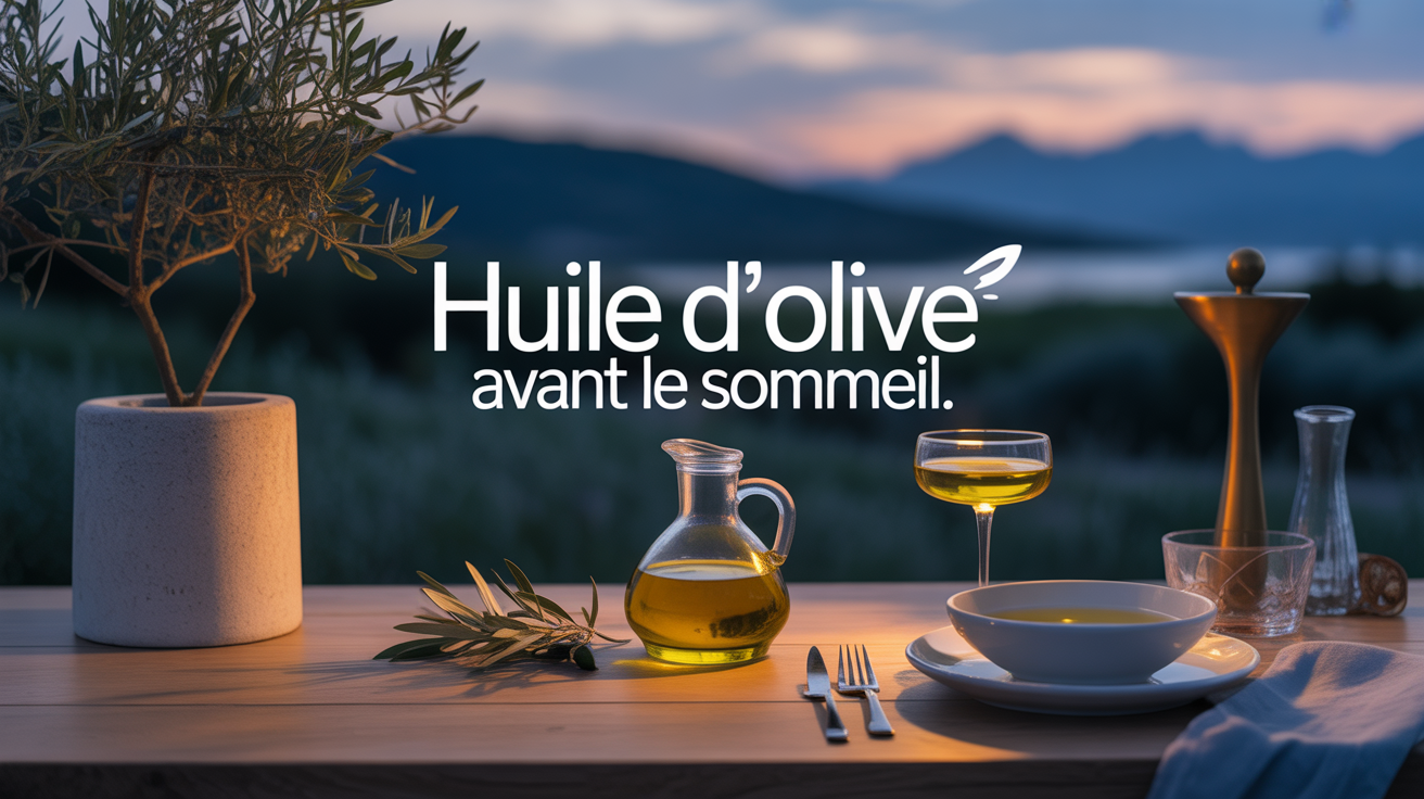 huile d’olive avant le sommeil sur table bois