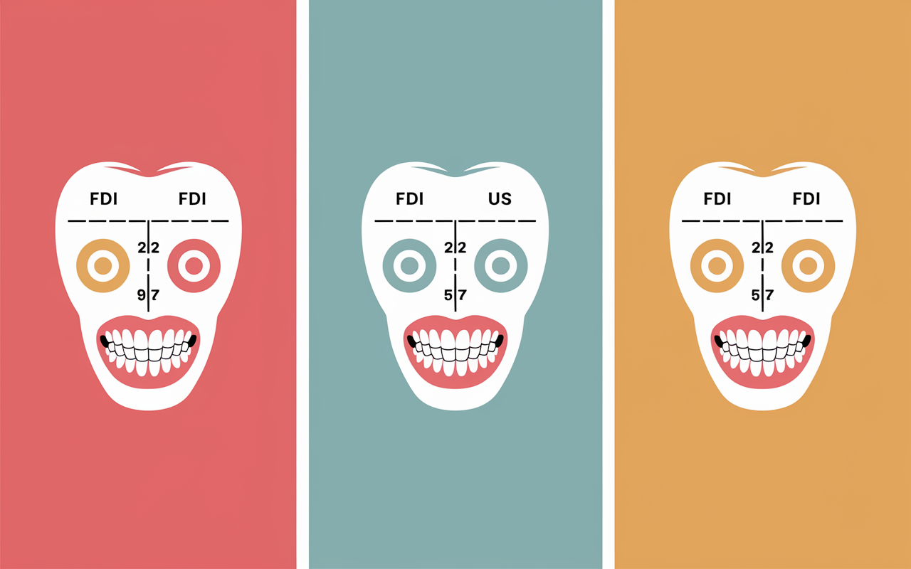 Schema numerotation dentaire FDI US Palmer