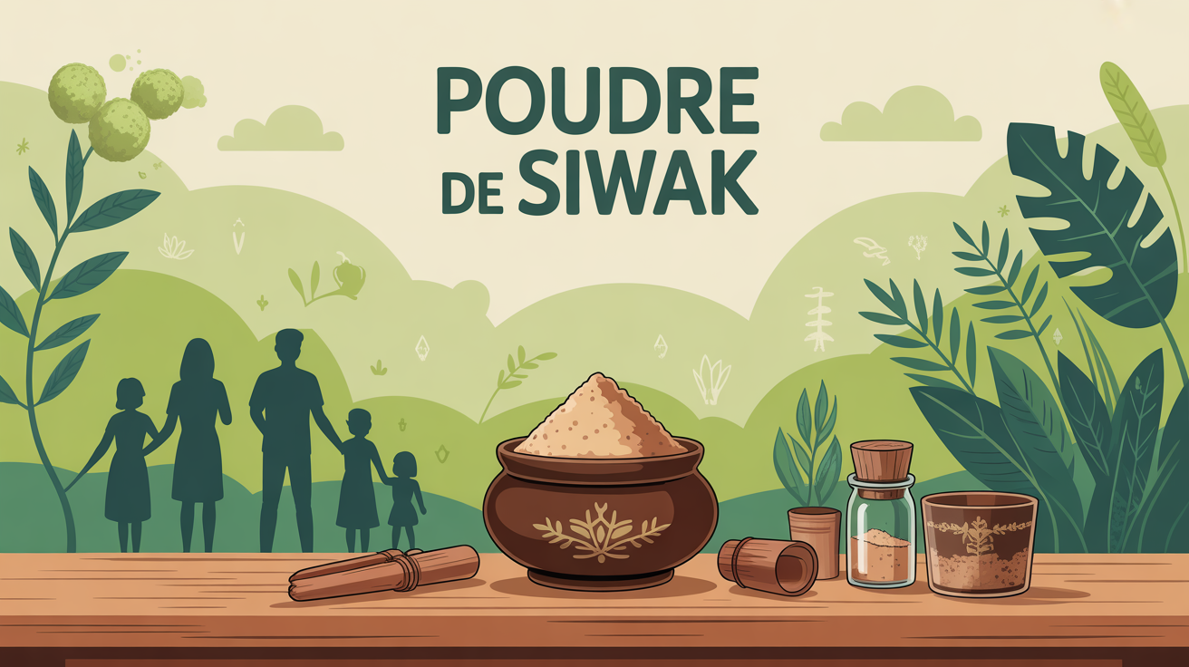 Poudre de siwak naturelle et famille scene ecologique