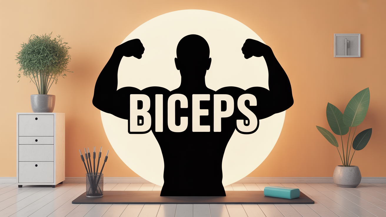 Vue curl biceps au poids du corps sur fond lumineux