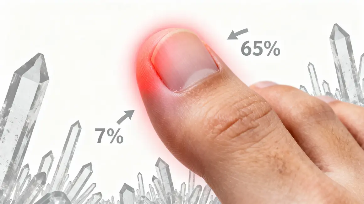 illustration cristaux acide urique articulation goutte