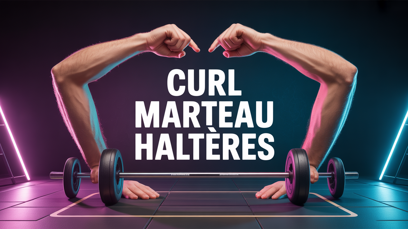curl marteau haltères bras sportif fond lumineux