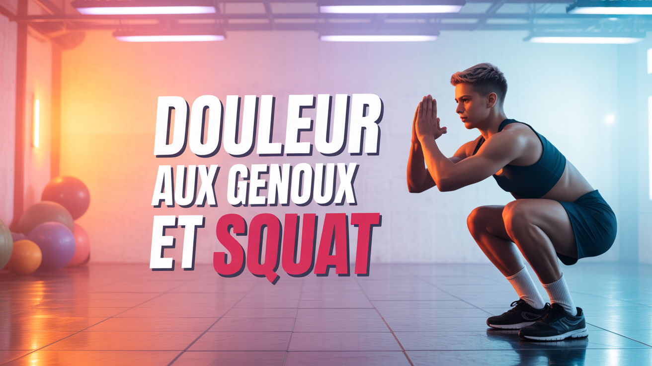 Personnage en squat, titre douleur genoux squat