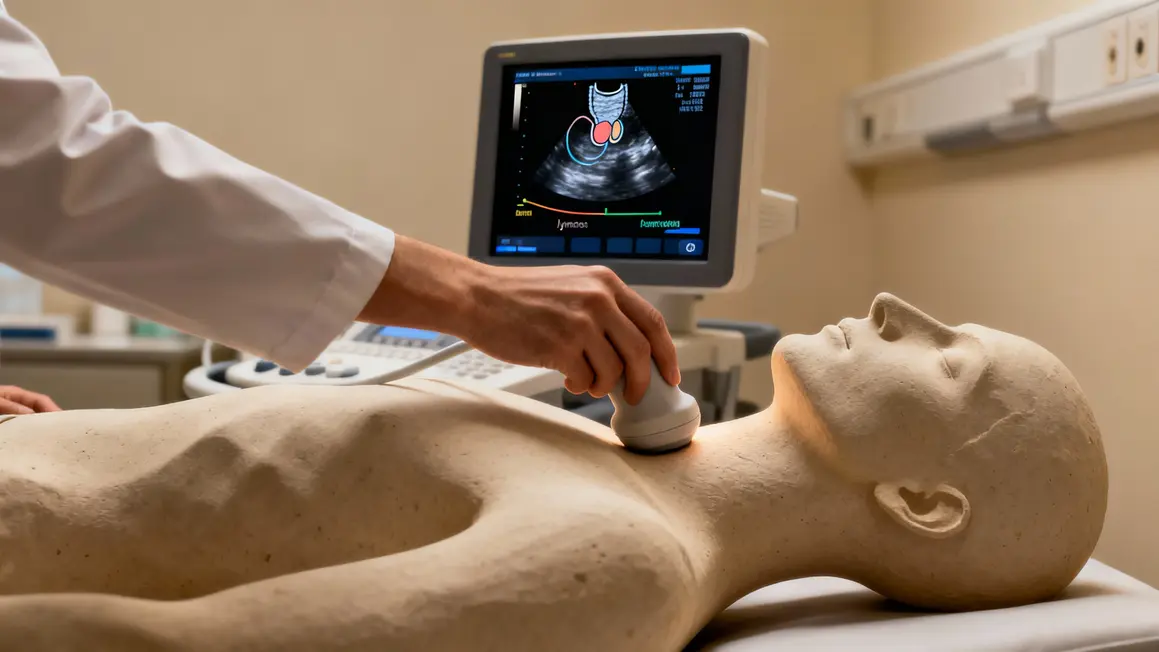 sonde echographie cervicale sur cou vue ecran