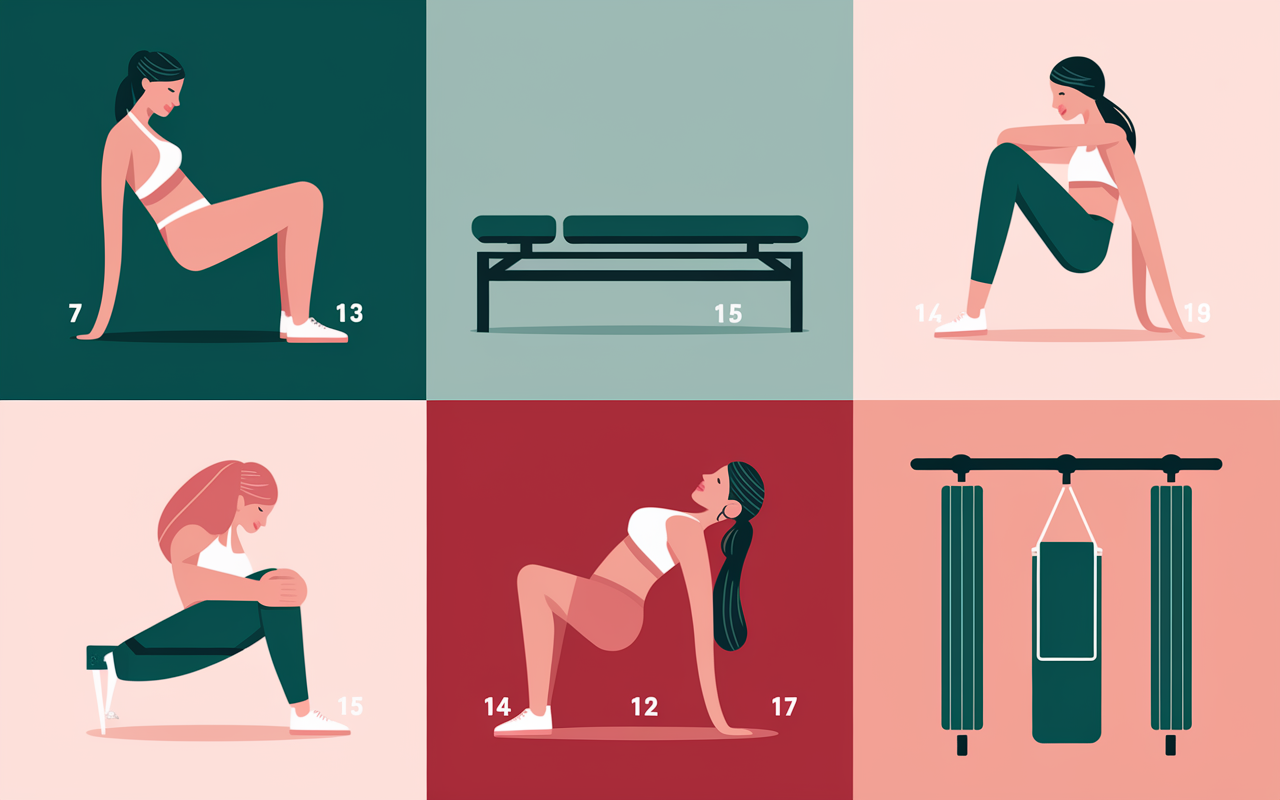 vignettes roues banc ceinture crunch pro tailles