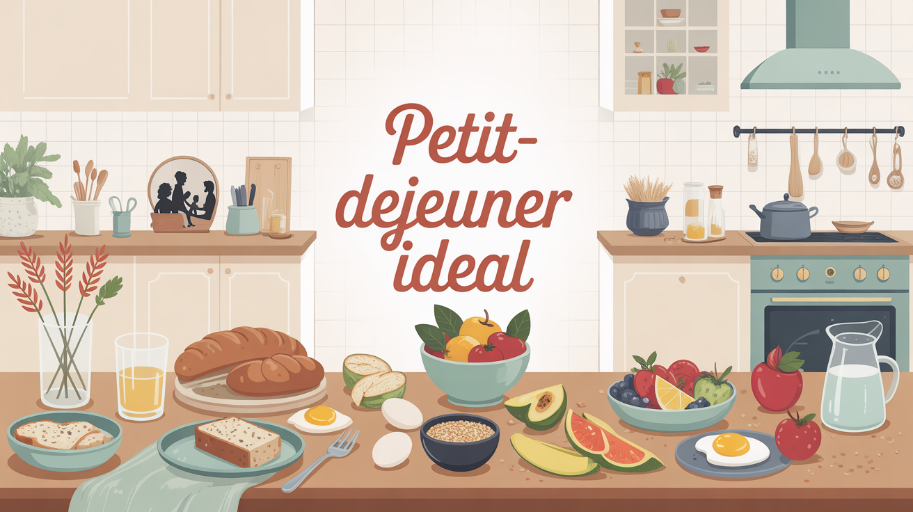 Petit dejeuner ideal energie stable famille pain complet avoine fruits oeufs