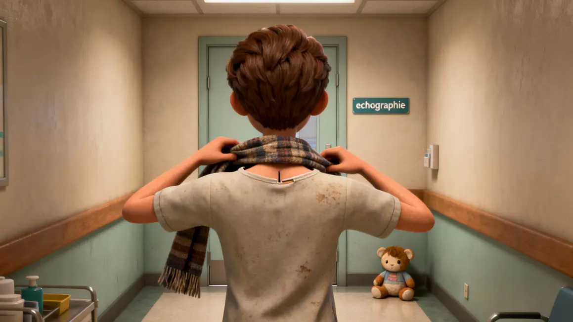 personne retire foulard avant echographie cervicale