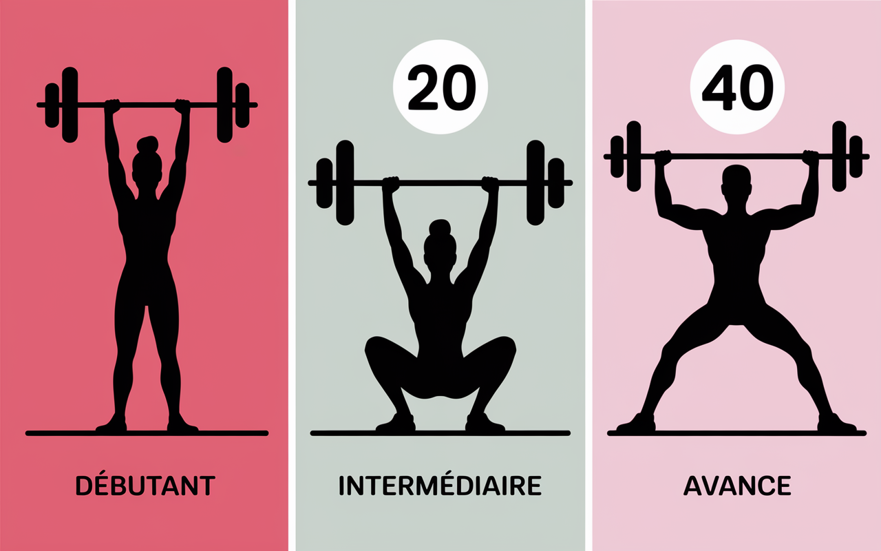 tableau niveaux musculation maison sans materiel silhouettes
