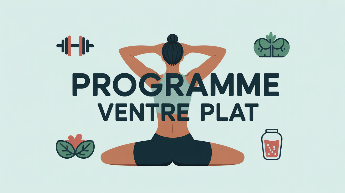 programme ventre plat posture sportive sur fond clair