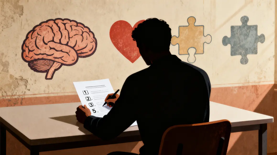 silhouette remplissant questionnaire psychologie autoévaluation