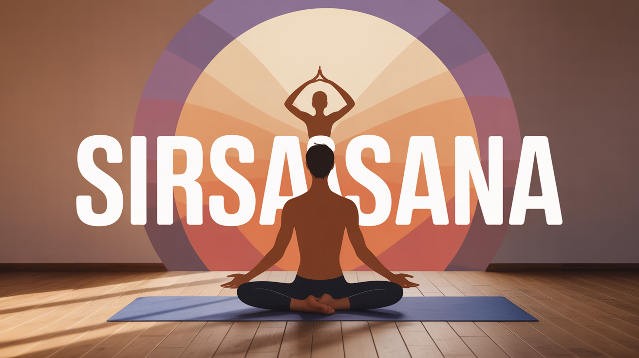 silhouette yogi posture sur la tete sirsasana tapis yoga