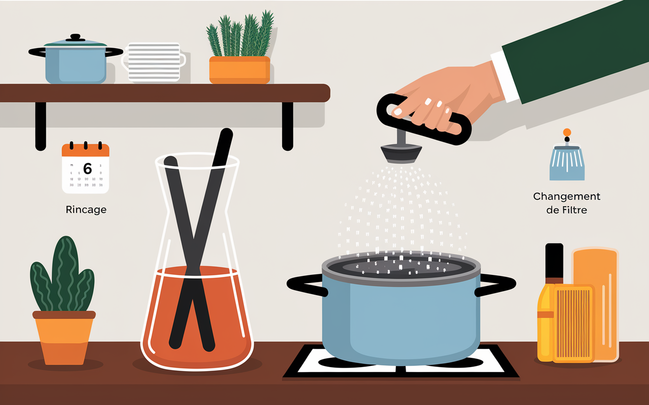 Entretien charbon actif rinçage changement filtre carafe