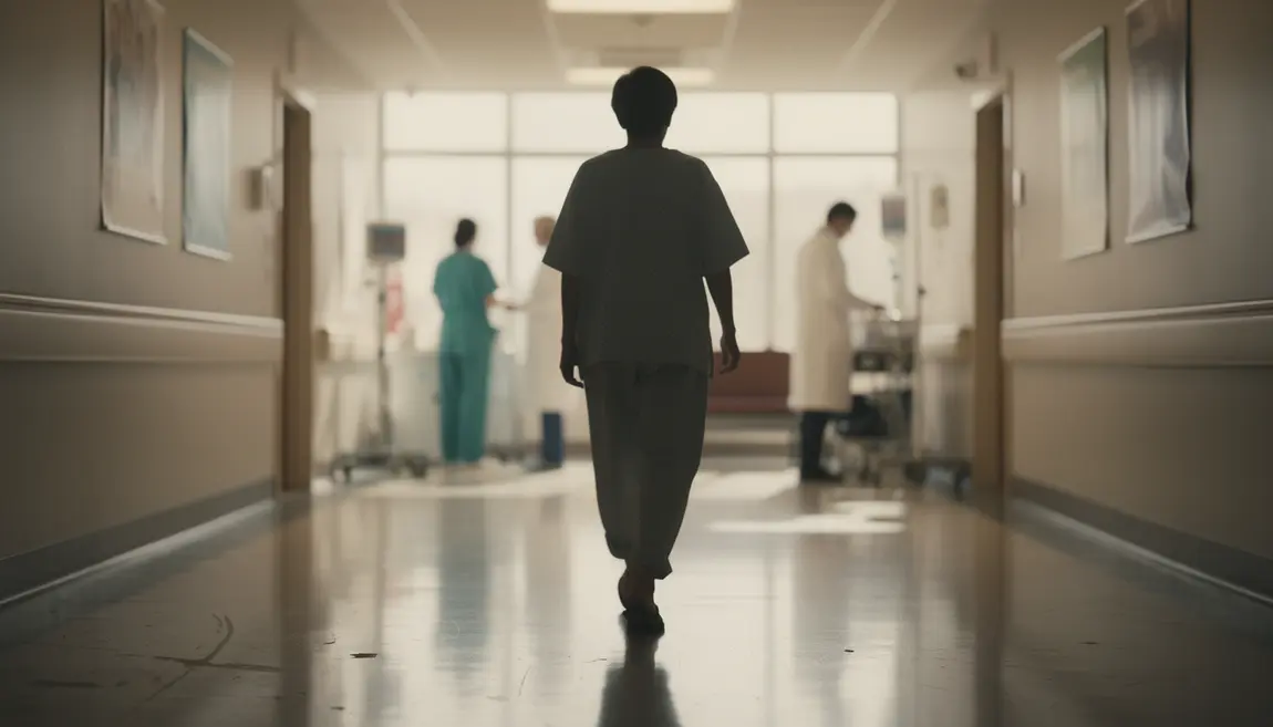 Patient marche avec sonde JJ hôpital