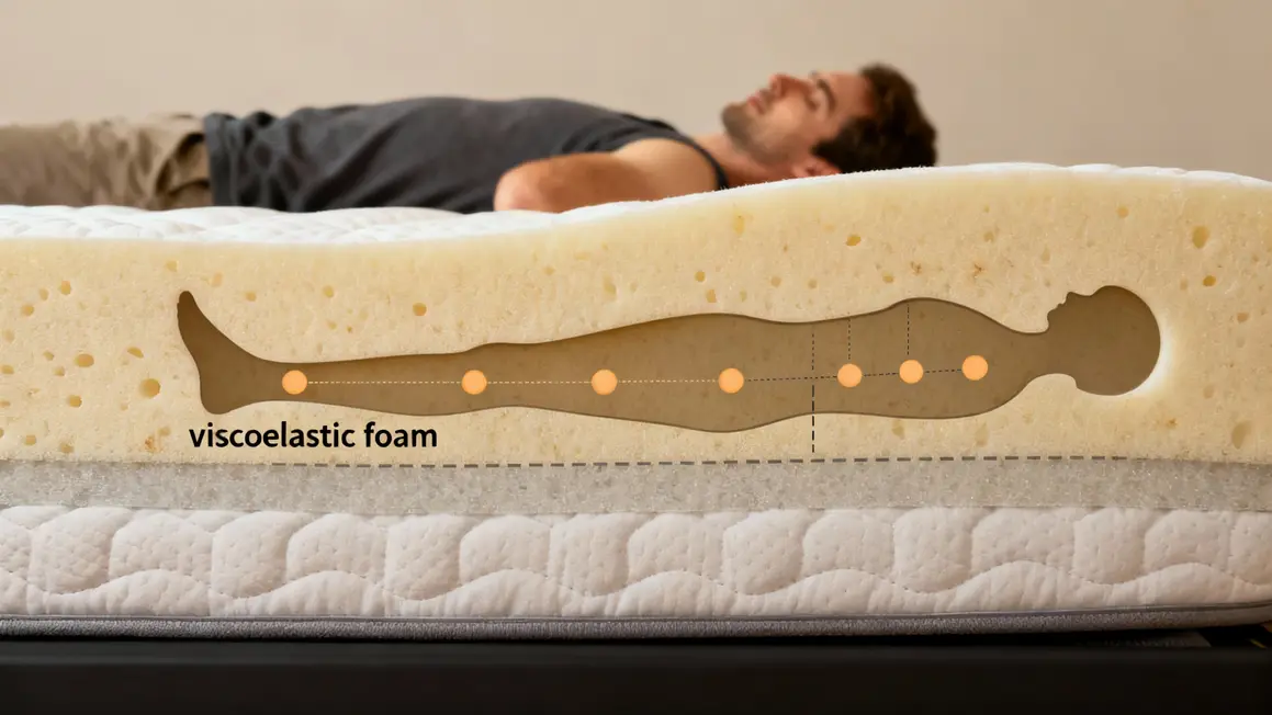 schema coupe latérale matelas memoire de forme et points de pression