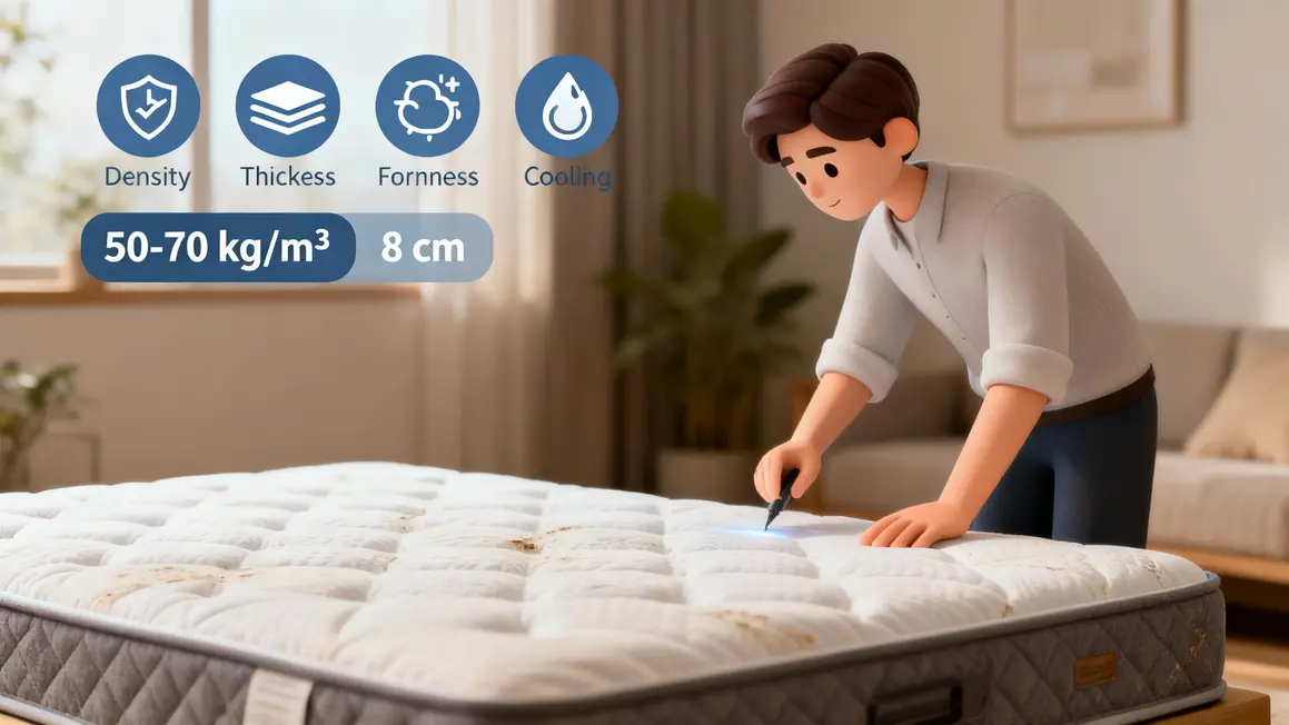 infographie critères matelas memoire de forme densite epaisseur fermeté refroidissement
