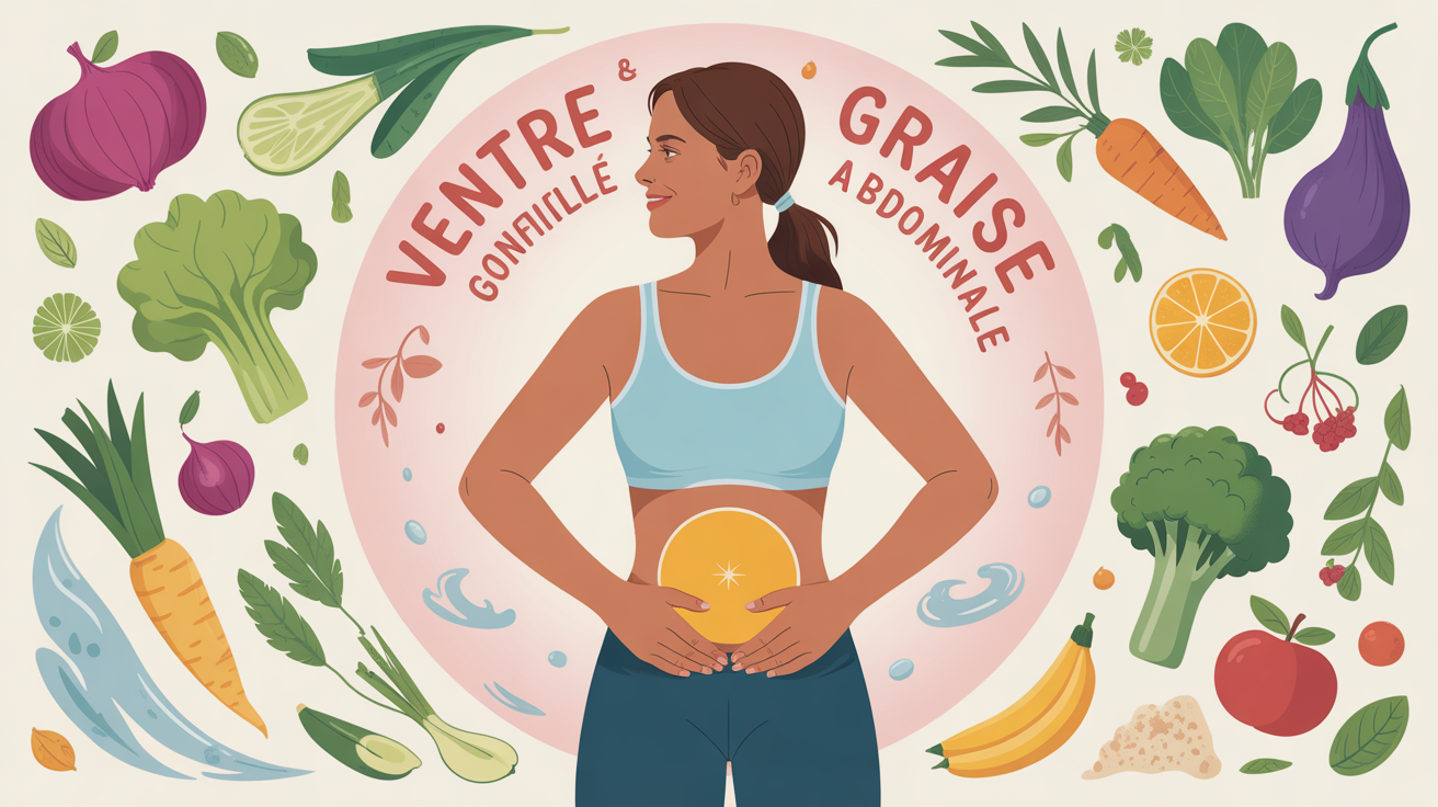 illustration cercle aliments ventre plat et alimentation