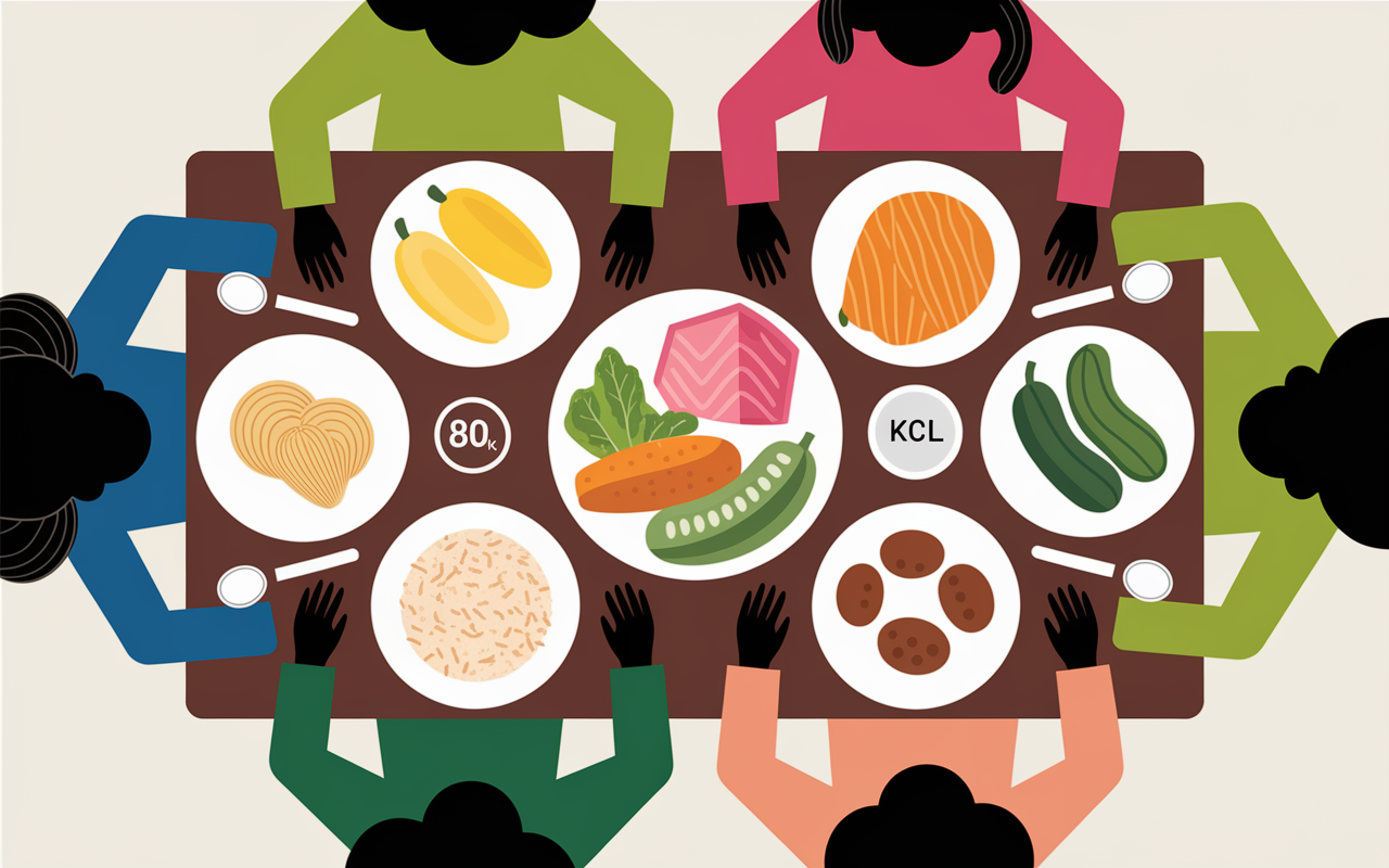 illustration menu journalier ventre plat et alimentation