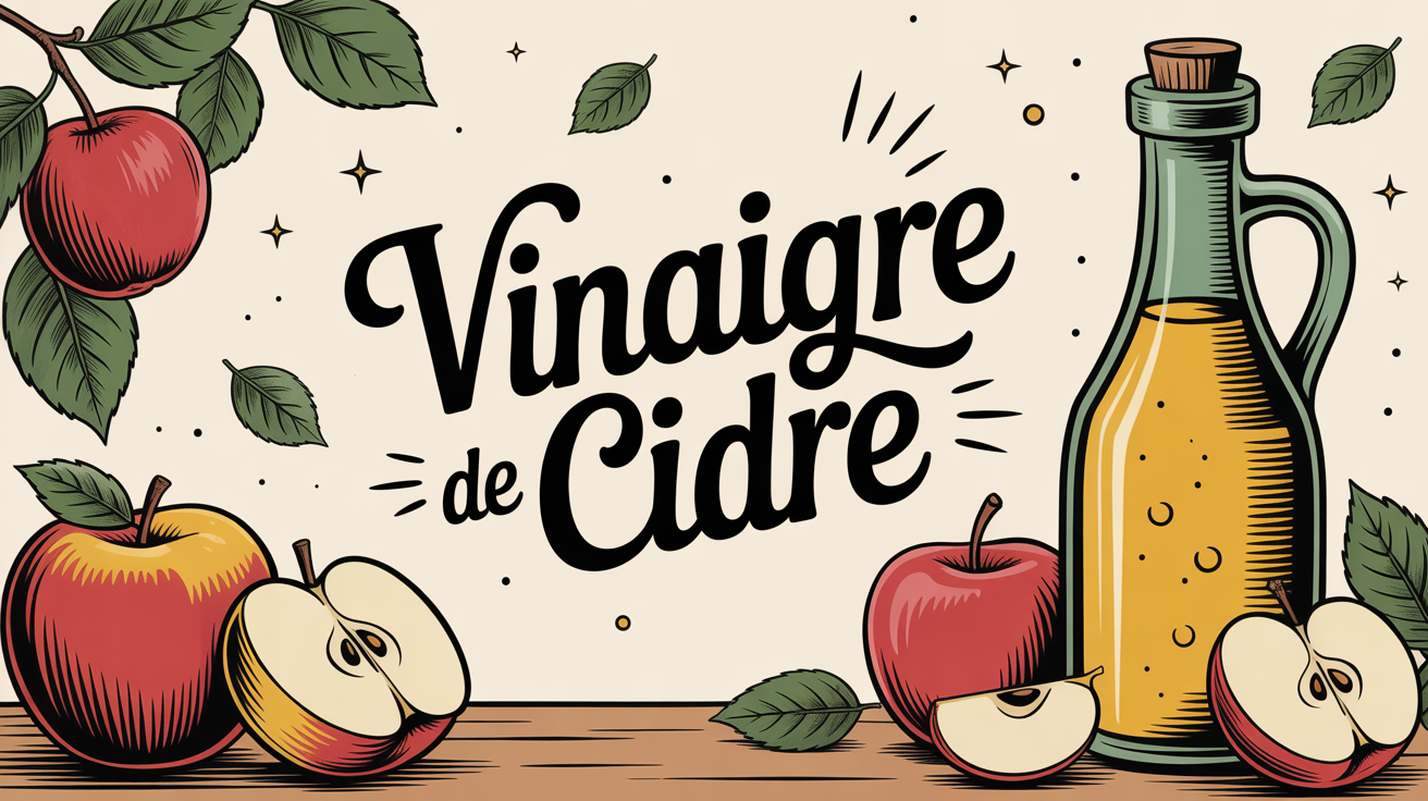 vertu de vinaigre de cidre grande bouteille et pommes
