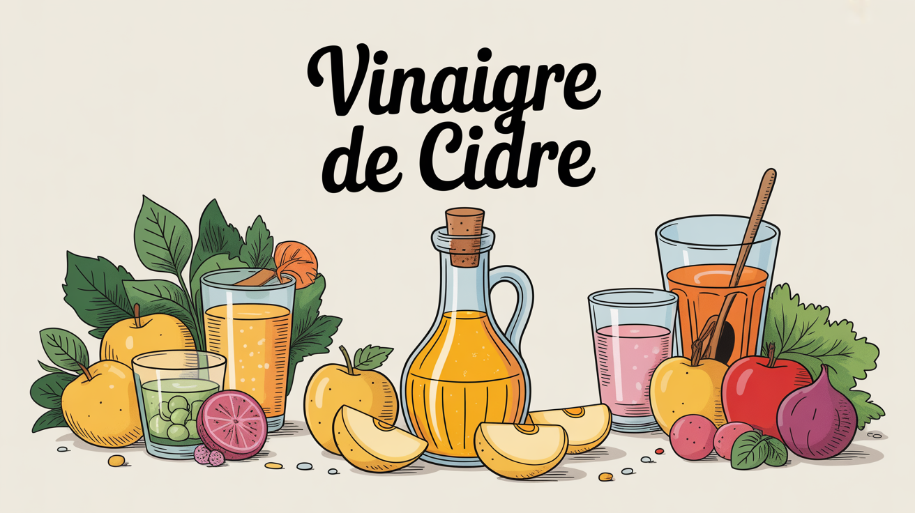 vinaigre de cidre bienfaits et inconvenients bouteille et pommes