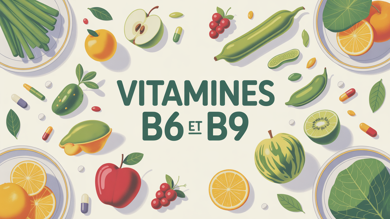fond clair vitamine b6 et b9 assiette equilibree illustration