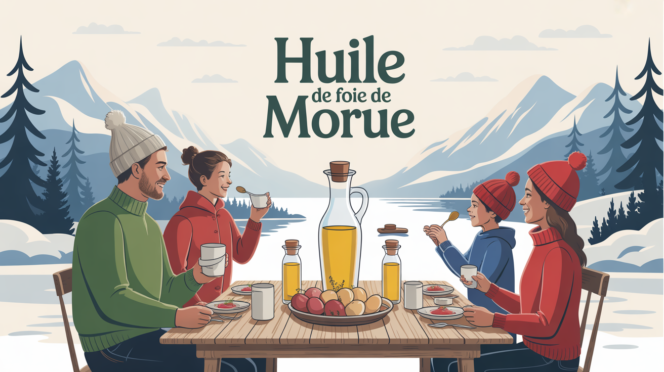 Famille petit déjeuner huile de foie de morue vitamine d