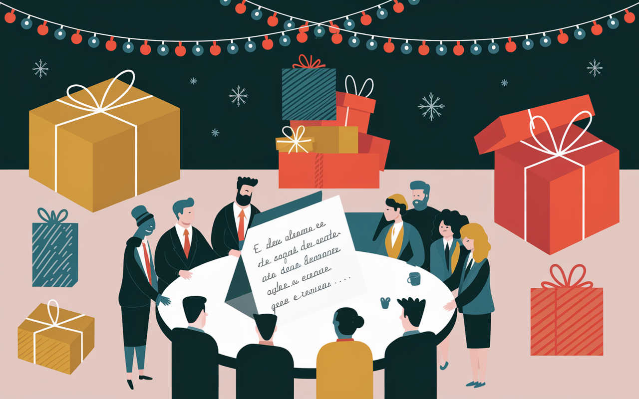 scene cagnotte cadeaux felicitations retraite equipe