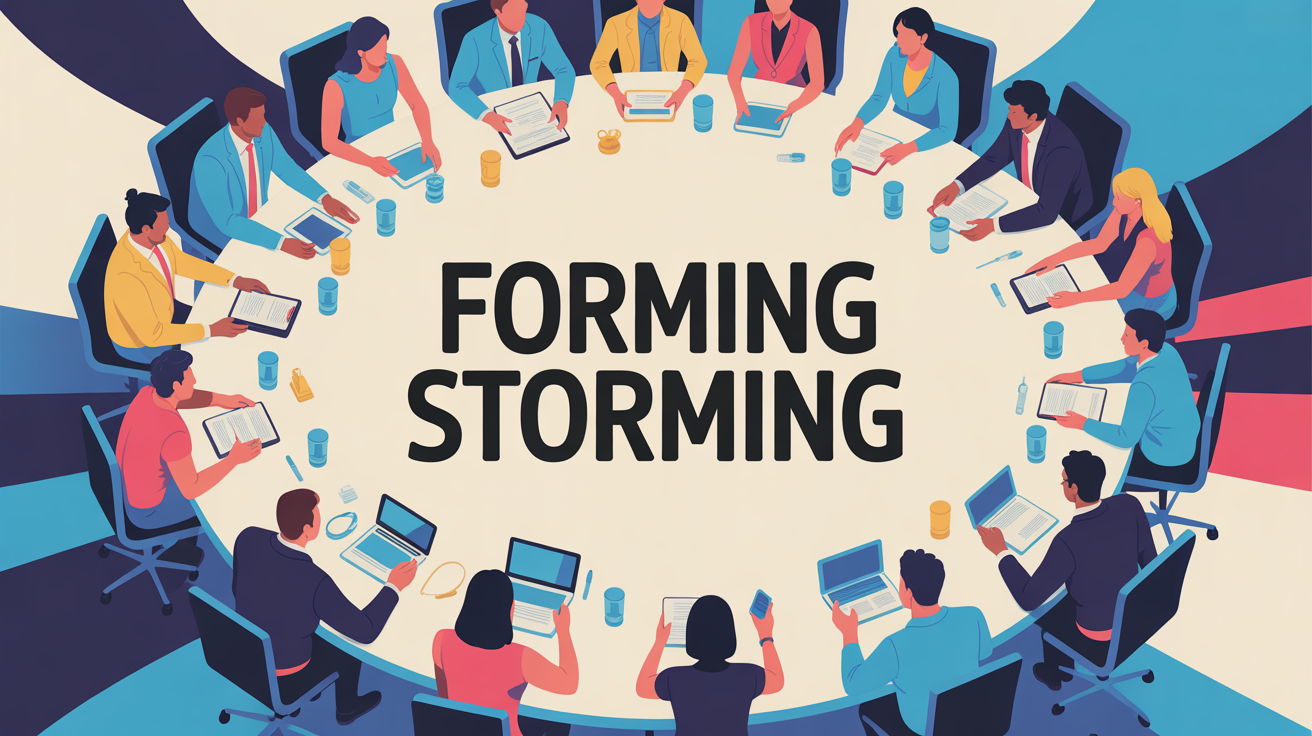 forming storming cercle equipe illustration table