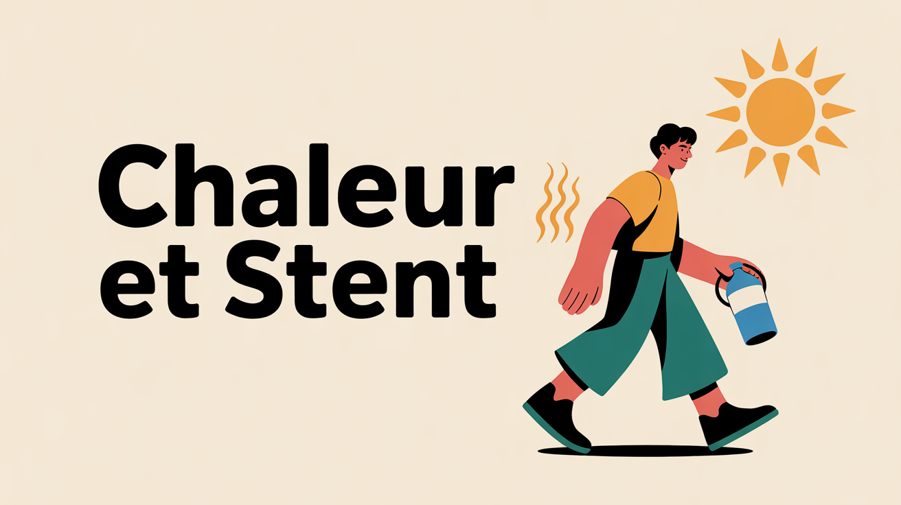 Personne avec stent marchant sous chaleur intense