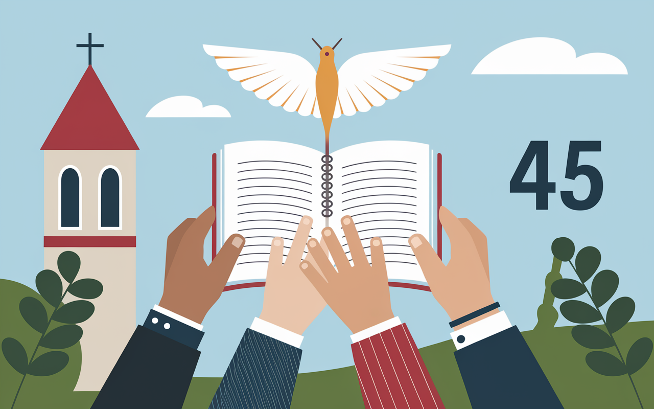 Unité de prière, mains levées livre de priere illustration