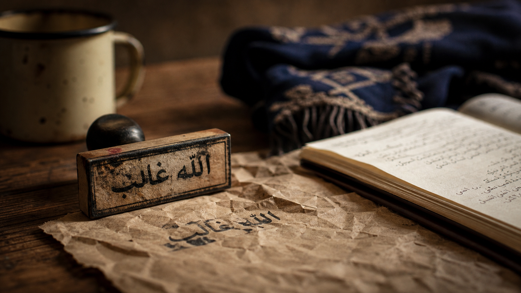 Allah ghaleb traduction : inscription arabe الله غالب, signification