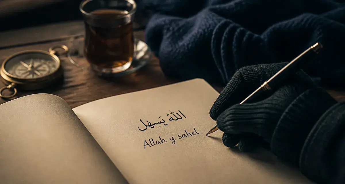 Allah y sahel : écriture arabe sur carnet