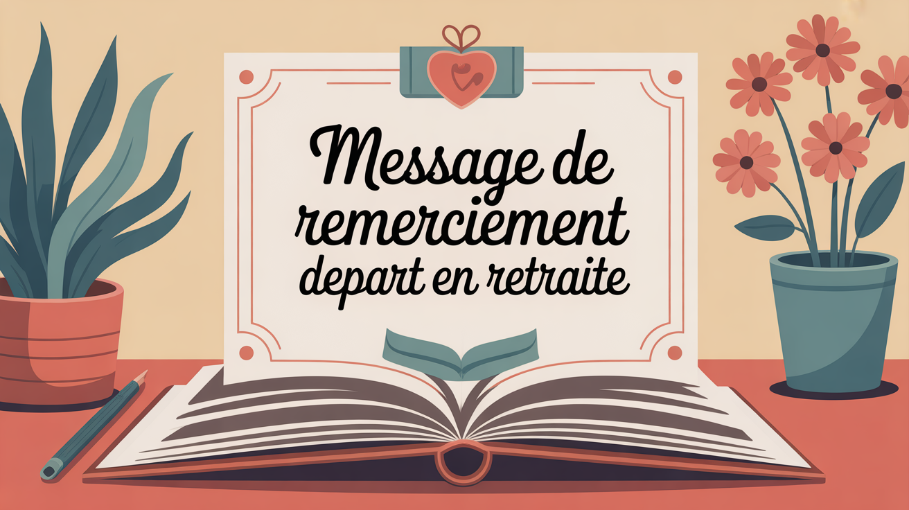 Carte depart en retraite remerciements stylisee