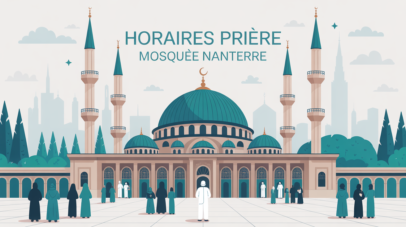 horaire prière nanterre ibn badis mosquee illustration moderne