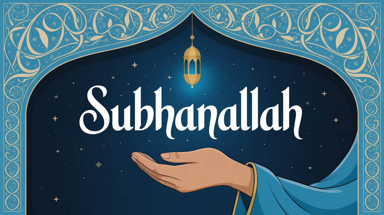 image calligraphie soub han allah bleu or illustration