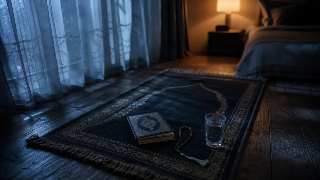 Tajahud : 2 rakʿât dans le dernier tiers de la nuit, tapis de prière