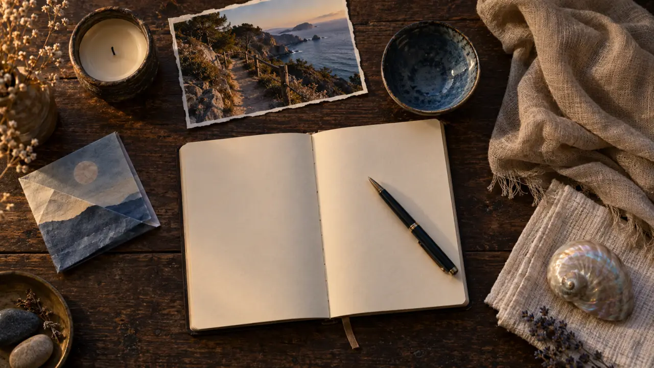 retraite spirituelle non religieuse bretagne : carnet, respiration et bol sur une table